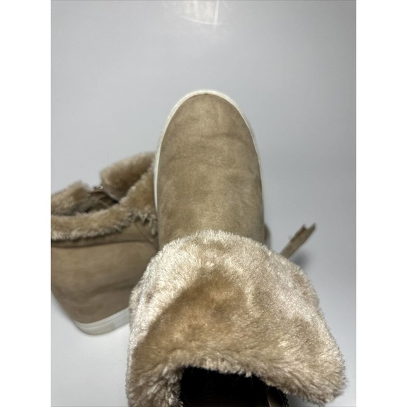 Sofft Tan Faux Suede Fur Trim‎ Wedge Ankle Booties Fashion Comfort Shoes - Picture 8 of 12